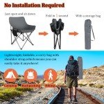 Joyfair Outdoor Camping Chair for Adult, Large Portable Folding Moon Chairs with Carry Bag for Patio Beach, Fishing, Lawn and More Outdoor Sports, 600D Oxford Fabric & Heavy Duty Steel (1, Grey)