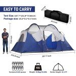 HIKERGARDEN 10 Person Camping Tent - Portable Large Family Tent for Camp, Windproof Fabric Dome Tent Outdoor for Hiking, Backpacking, Traveling (Blue)