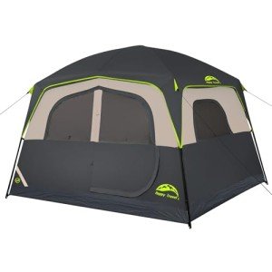 Happy Travel Tent 6 Person Tents for Camping, Waterproof Easy Setup Camping Tent with Rainfly, Portable Large Family Cabin Tent with 5 Large Mesh Windows and Carry Bag for Outdoor Camping & Hiking