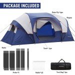 HIKERGARDEN 10 Person Camping Tent - Portable Large Family Tent for Camp, Windproof Fabric Dome Tent Outdoor for Hiking, Backpacking, Traveling (Blue)