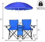 ReunionG Double Portable Camping Chairs, Blue 60D x 20.5W x 35H Inch