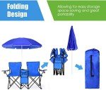 ReunionG Double Portable Camping Chairs, Blue 60D x 20.5W x 35H Inch