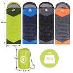 SWTMERRY Sleeping Bag 3 Seasons (Summer, Spring, Fall) Warm & Cool Weather - Lightweight,Waterproof Indoor & Outdoor Use for Kids, Teens & Adults for Camping Hiking, Backpacking and Survival (Green)