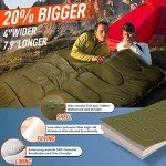 MEREZA Double Sleeping Bag for Adults Mens with Pillow, XL Queen Size for All Season Camping Hiking Backpacking 2/Two Person Sleeping Bags for Cold Weather & Warm Green