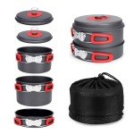 Alocs Camping Essentials Camping Cooking Set, Portable Camping Cookware for Family Cooking Outside, Camp Kitchen for Hiking,Climbing and Traveling.