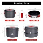 Alocs Camping Essentials Camping Cooking Set, Portable Camping Cookware for Family Cooking Outside, Camp Kitchen for Hiking,Climbing and Traveling.