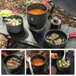 Alocs Camping Essentials Camping Cooking Set, Portable Camping Cookware for Family Cooking Outside, Camp Kitchen for Hiking,Climbing and Traveling.
