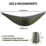AYAMAYA Single & Double Hammock Underquilt Full Length Big Size Under Quilts for Hammocks, Camping Backpacking Essential, Winter Cold Weather Warm UQ Blanket Bottom Insulation