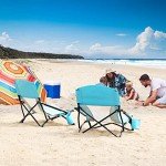TOBTOS Low Beach Chair, Beach Chairs for Adults 2 Pack, Low Profile Folding Chair with Cup Holder & Carry Bag, Heavy Duty Chair for Outdoor Sand, Camping, Concert, Travel