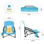 TOBTOS Low Beach Chair, Beach Chairs for Adults 2 Pack, Low Profile Folding Chair with Cup Holder & Carry Bag, Heavy Duty Chair for Outdoor Sand, Camping, Concert, Travel