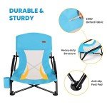 TOBTOS Low Beach Chair, Beach Chairs for Adults 2 Pack, Low Profile Folding Chair with Cup Holder & Carry Bag, Heavy Duty Chair for Outdoor Sand, Camping, Concert, Travel