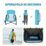 TOBTOS Low Beach Chair, Beach Chairs for Adults 2 Pack, Low Profile Folding Chair with Cup Holder & Carry Bag, Heavy Duty Chair for Outdoor Sand, Camping, Concert, Travel