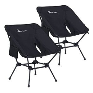 MOON LENCE Portable Folding Camping Chairs, Backpacking Chair, Ultralight Compact, 400 lbs Capacity, for Outdoor Camp, Travel, Beach, Picnic, Festival, Hiking, Black, 2 Pack