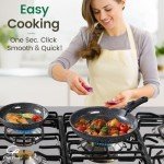 Chef Power Ceramic Nonstick Cookware Set 19 Piece with Detachable Handle, Induction Dishwasher Oven Safe Pans and Pots Set, RV Kitchen Set Removable Handle, Rock Stone Black