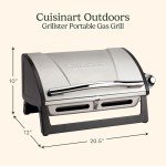 Cuisinart Grillster Portable Gas Grill, Stainless Steel Compact BBQ with Locking Lid for Easy Transport, 8000 BTU Small Propane Grill with Dishwasher Safe Cooking Grate, For Camping and BBQs