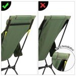 TOBTOS Portable High Back Camping Chair, Support Heavy Duty 440 lbs, Compact Folding Chair with Detachable Pillow for Camp, Hiking, Backpacking (Green)