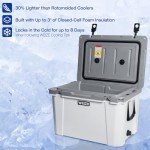 WEIZE Ultra-Light 55 Quart Hard Cooler Insulated 80 Can Portable Ice Chest Box with Bottle Opener, Keeps Ice up to 8 Days for Beach, Drink, Beverage, Camping, Picnic, Fishing, Boat, Barbecue, White