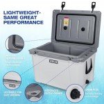 WEIZE Ultra-Light 55 Quart Hard Cooler Insulated 80 Can Portable Ice Chest Box with Bottle Opener, Keeps Ice up to 8 Days for Beach, Drink, Beverage, Camping, Picnic, Fishing, Boat, Barbecue, White