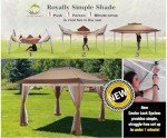 CROWN SHADES 13x13 Pop Up Gazebo, Canopy Tent, Gazebos on Clearance - Outdoor Gazebo for Backyard & Patio Furniture - Carpa Pop Up Tent with Wheeled STO-N-Go Cover Bag (Beige & Coffee)
