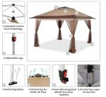 CROWN SHADES 13x13 Pop Up Gazebo, Canopy Tent, Gazebos on Clearance - Outdoor Gazebo for Backyard & Patio Furniture - Carpa Pop Up Tent with Wheeled STO-N-Go Cover Bag (Beige & Coffee)