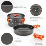 Amomb Camping Cookware Set, Non-Stick Lightweight Camping Pot and Pan Set with Stainless Steel Kettle Plates Spoon for Backpacking, Hiking, Outdoor Cooking and Picnic