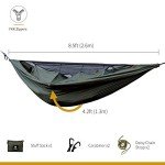 OneTigris KOMPOUND Camping Hammock with Net, Lightweight Portable Hammock with Warm Internal Cover & Tree Friendly Straps for Backpacking, Camping, Hiking, Travel, Beach, Backyard Od Green
