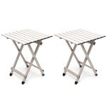SUNNYFEEL Folding Camping Table - Lightweight Aluminum Portable Picnic Table, 18.5L x 18.5W x 24.5H Inch for Cooking, Beach, Hiking, Travel, Fishing, BBQ, Indoor Outdoor Small Foldable Camp Tables