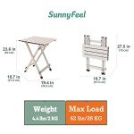 SUNNYFEEL Folding Camping Table - Lightweight Aluminum Portable Picnic Table, 18.5L x 18.5W x 24.5H Inch for Cooking, Beach, Hiking, Travel, Fishing, BBQ, Indoor Outdoor Small Foldable Camp Tables