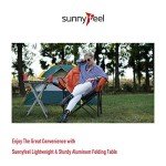 SUNNYFEEL Folding Camping Table - Lightweight Aluminum Portable Picnic Table, 18.5L x 18.5W x 24.5H Inch for Cooking, Beach, Hiking, Travel, Fishing, BBQ, Indoor Outdoor Small Foldable Camp Tables