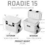 YETI Roadie 15 Hard Cooler with DoubleDuty Shoulder Strap, Big Sky Blue