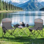 LET'S CAMP Camping Chair 2 Pack Folding Chair with 3-Can Cooler Bag Portable Lawn Chair with Cup Holder,Storage Pocket, Supports 225LBS, Collapsible Chair for Camp, Beach, Picnic (Grey)