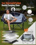 KingCamp Double Camping Chair XL Oversized for Adults, Folding Camping Loveseat for Outdoor Lawn Beach, 2 Person Portable Padded Camping Chair Heavy Duty 660LBS Support with Cup Holder, Black&Grey
