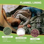 KingCamp Sleeping Bag for Adults, Extra Wide Flannel Sleeping Bag for Camping Backpacking, Warm & Cold Weather, Big and Tall, Lightweight, XL Size, Outdoor Olive