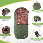 KingCamp Sleeping Bag for Adults, Extra Wide Flannel Sleeping Bag for Camping Backpacking, Warm & Cold Weather, Big and Tall, Lightweight, XL Size, Outdoor Olive