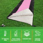 Sleeping Bag - 3 Season Warm and Cool Weather Sleeping Bags for Adults, Teens, and Kids - Lightweight Compact Spring Summer Fall Camping Essentials by Wakeman (Pink)