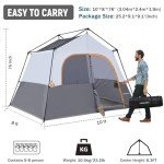 HIKERGARDEN 6 Person Camping Tent - Portable Easy Set Up Family Tent for Camp, Windproof Fabric Cabin Tent Outdoor for Hiking, Backpacking, Traveling (Gray)