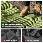 QZWLFY Camping Sleeping Pad,Double Sleeping Pad for Camping-Self Inflating 4" Extra-Thick for 2 Person with Pillow Built-in Foot Pump Inflatable Sleeping Mat for Backpacking,Hiking,Traveling,Tent