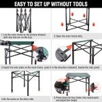 VILLEY Folding Camping Square Table with Carry Bag, Lightweight Aluminum Adjustable Square Table for Outdoor, Camping, Picnic, Backyards, BBQ (S)