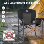 TIMBER RIDGE Lightweight Oversized Camping Chair, Portable Aluminum Directors Chair with Side Table for Outdoor Camping, Lawn, Picnic and Fishing, Supports 400lbs (Black) Ideal Gift