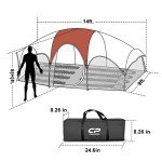 CAMPROS CP Tent-8-Person-Camping-Tents, 8 Person Waterproof Windproof Family Tent, 5 Large Mesh Windows, Double Layer, Divided Curtain for Separated Room, Portable with Carry Bag - Red