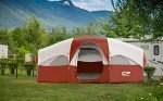 CAMPROS CP Tent-8-Person-Camping-Tents, 8 Person Waterproof Windproof Family Tent, 5 Large Mesh Windows, Double Layer, Divided Curtain for Separated Room, Portable with Carry Bag - Red