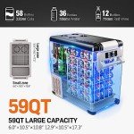 EUHOMY 12 Volt Refrigerator, 59QT(55L) Electric Cooler, 12V Fridge APP Control, 12V Cooler -4℉~68℉, Portable Freezer 12/24V DC 110-240V AC for Camping, Travel, Truck, Home