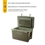 RTIC Ultra-Light 52 Quart Hard Cooler Insulated Portable Ice Chest Box for Beach, Drink, Beverage, Camping, Picnic, Fishing, Boat, Barbecue, 30% Lighter Than Rotomolded Coolers, Olive
