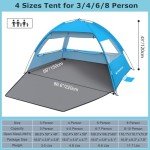 Venustas Beach Tent Sun Shelter for 3/4-5/6-7/8-10 Person, UPF 50+ UV Protection Portable Beach Canopy, Lightweight and Easy Setup Cabana