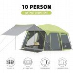 CAMEL CROWN Camping Tents 10 Person Family Cabin Tent with 2 Doors and 4 Windows Large Multiple Room Tent with Floor Mats Tents for Camping Outdoor Hiking (Green, 10 Person)