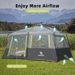 CAMEL CROWN Camping Tents 10 Person Family Cabin Tent with 2 Doors and 4 Windows Large Multiple Room Tent with Floor Mats Tents for Camping Outdoor Hiking (Green, 10 Person)