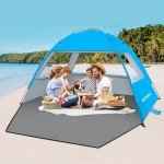 Venustas Beach Tent Sun Shelter for 3/4-5/6-7/8-10 Person, UPF 50+ UV Protection Portable Beach Canopy, Lightweight and Easy Setup Cabana