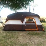 KTT Extra Large Tent 12 Person(A),Family Cabin Tents,2 Rooms,3 Doors and 3 Windows with Mesh,Straight Wall,Waterproof,Double Layer,Big Tents for Outdoor,Picnic,Camping,Family Gathering(Brown)