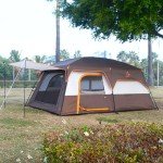 KTT Extra Large Tent 12 Person(A),Family Cabin Tents,2 Rooms,3 Doors and 3 Windows with Mesh,Straight Wall,Waterproof,Double Layer,Big Tents for Outdoor,Picnic,Camping,Family Gathering(Brown)