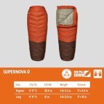 Kelty Supernova 0 Degree Down Sleeping Bag, Compact + Lightweight, Roomy Shape for All Body Types and Sleep Positions, Recycled Shell Fabrics, 2024 (Long)